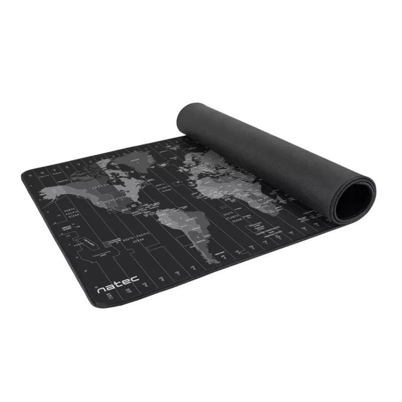 Tappetino mouse NATEC Time Zone Map Maxi — tessuto 400×800 mm, 2,5 mm, impermeabile, antiscivolo