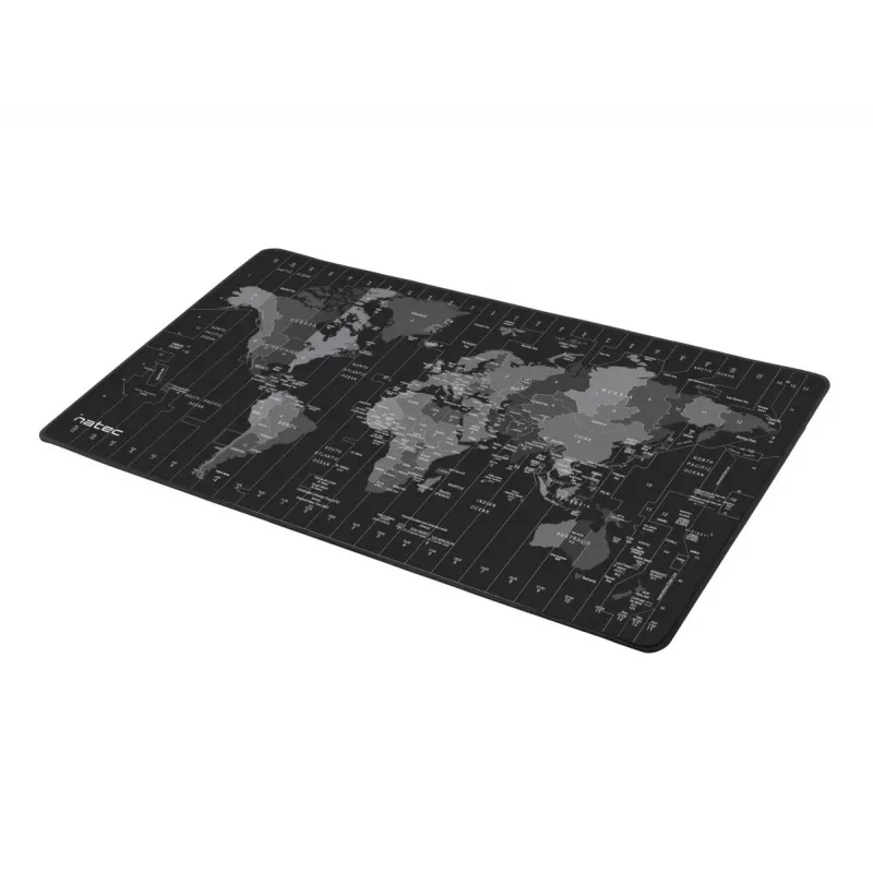 Tappetino mouse NATEC Time Zone Map Maxi — tessuto 400×800 mm, 2,5 mm, impermeabile, antiscivolo