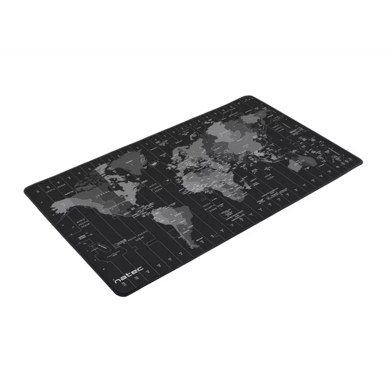 Tappetino mouse NATEC Time Zone Map Maxi — tessuto 400×800 mm, 2,5 mm, impermeabile, antiscivolo