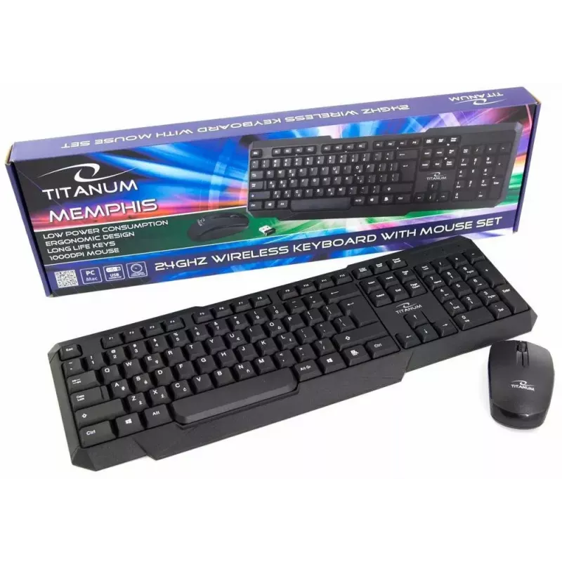 Titanum Memphis TK108 kit tastiera e mouse USB, nero