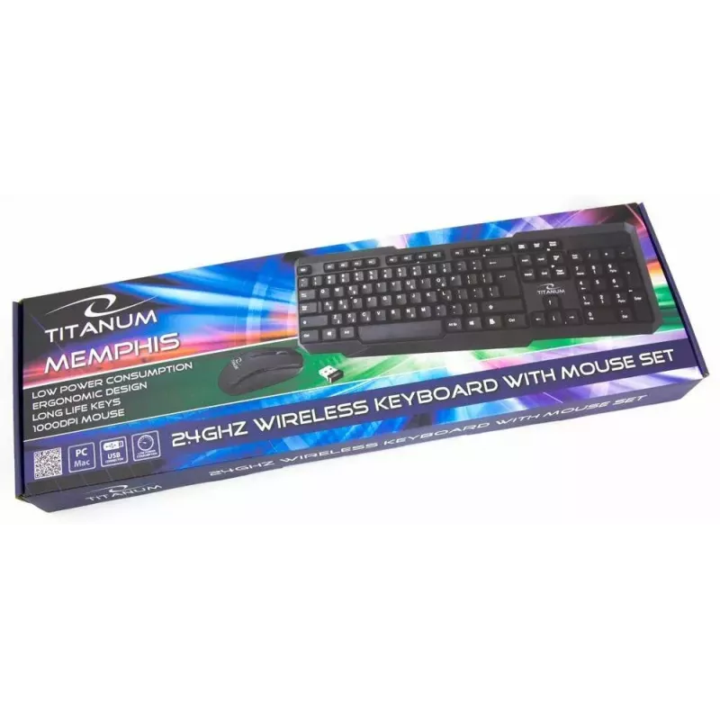 Titanum Memphis TK108 kit tastiera e mouse USB, nero