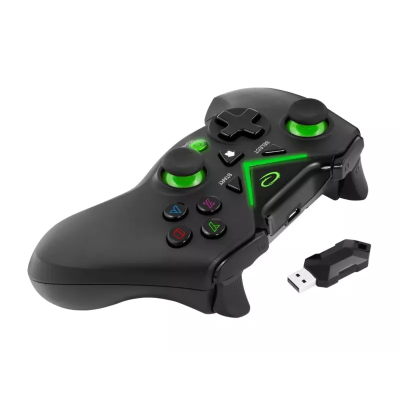 Gamepad wireless ESPERANZA EGG112K 2,4 GHz per PC e PS3, ricevitore USB, nero, 12 tasti, stick analogici