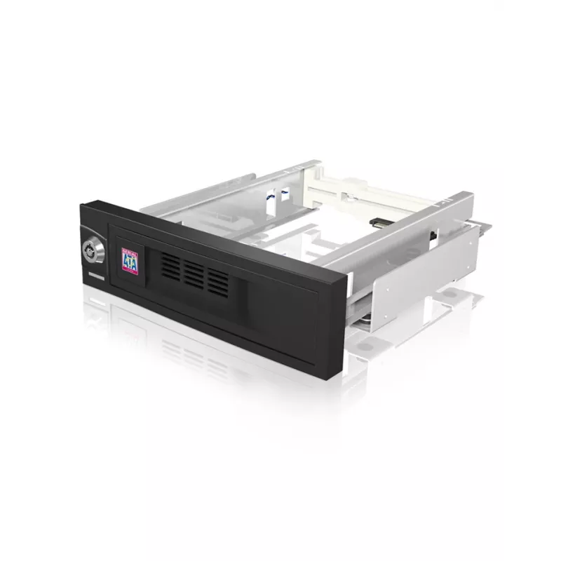 ICY BOX IB-168SK-B rack mobile senza vassoio per HDD SATA da 3,5″ in vano da 5,25″ (13,3 cm), con serratura, nero