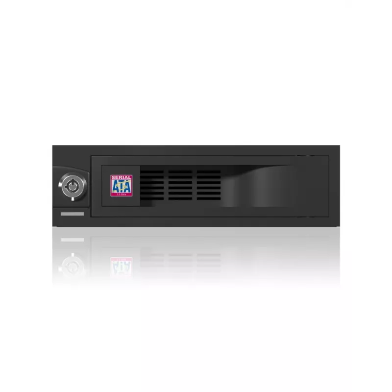 ICY BOX IB-168SK-B rack mobile senza vassoio per HDD SATA da 3,5″ in vano da 5,25″ (13,3 cm), con serratura, nero