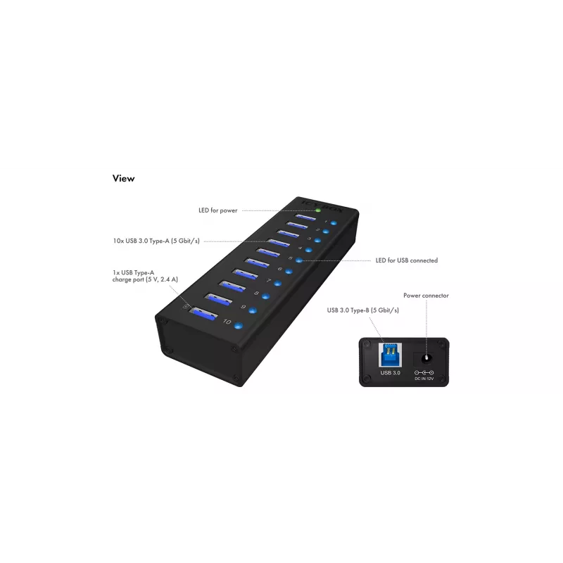 ICY BOX IB-AC6110 USB 3.2 Gen 1 (3.1 Gen 1) Type-B 5000 Mbit/s nero