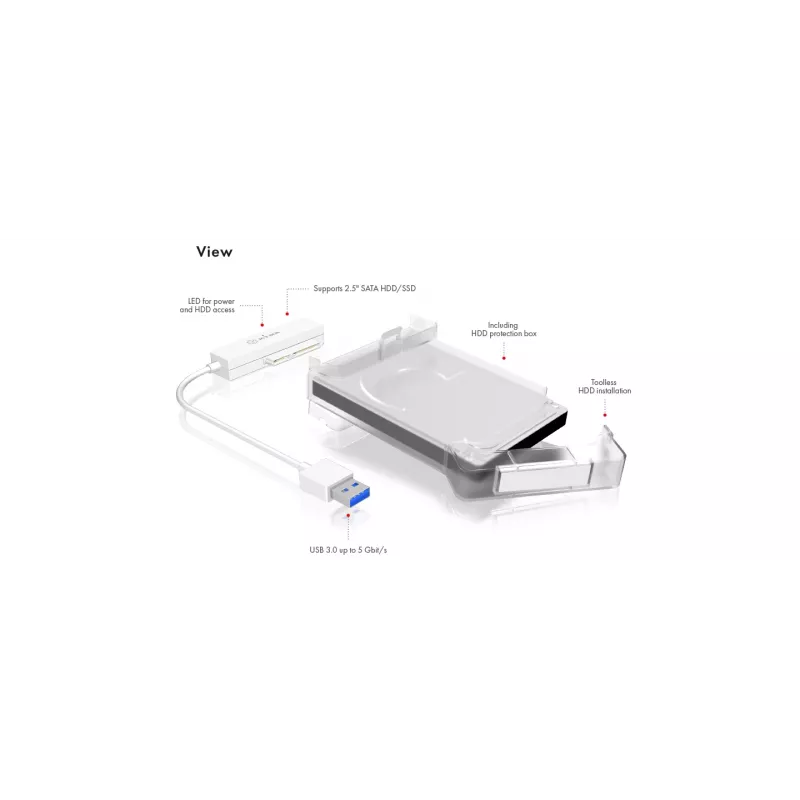 ICY BOX IB-AC703-U3 case HDD/SSD bianco 2,5 inch