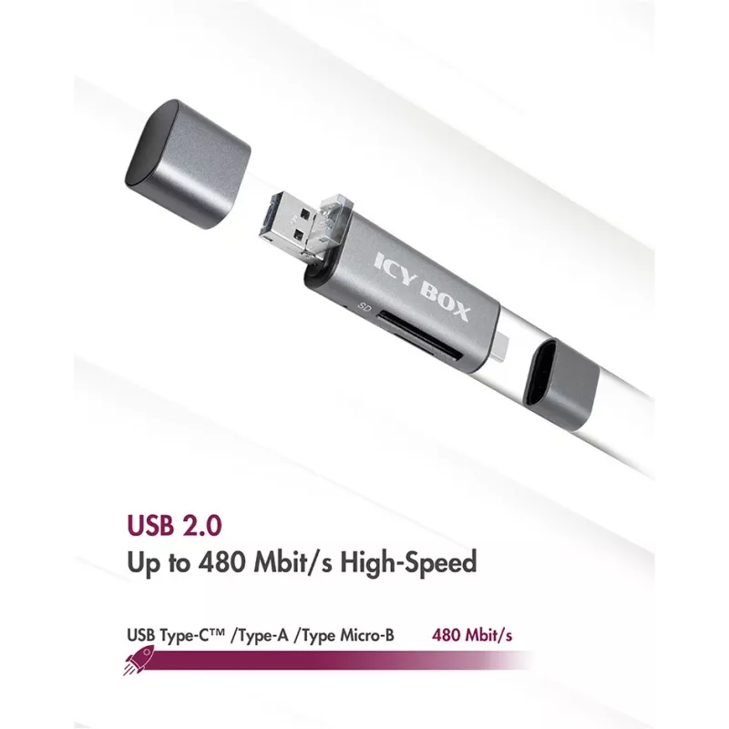 ICY BOX IB-CR200-C Lettore di schede USB 2.0 nero