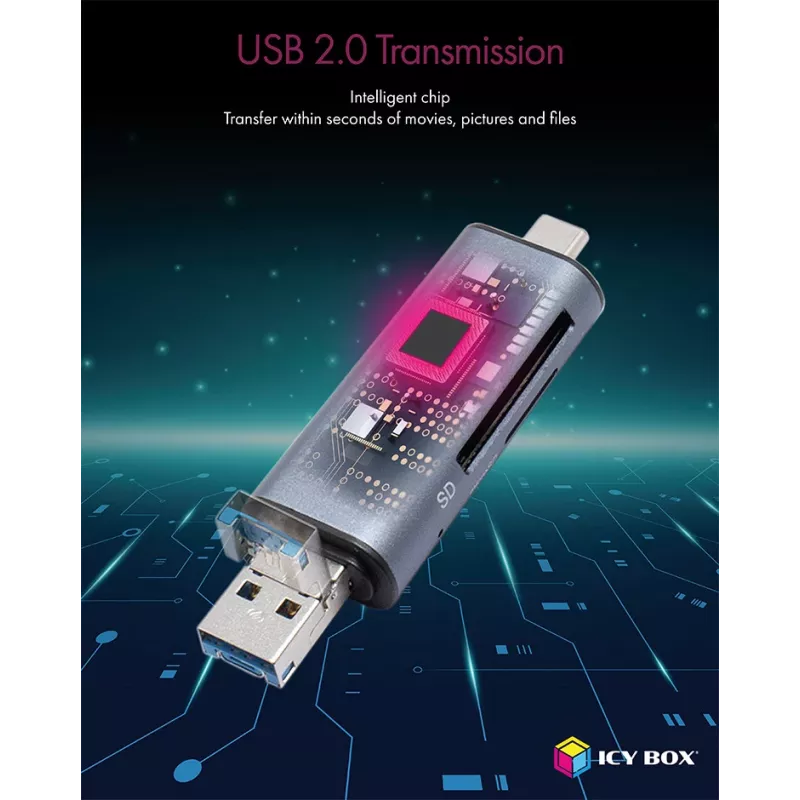 ICY BOX IB-CR200-C Lettore di schede USB 2.0 nero
