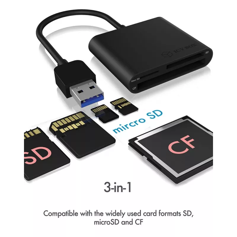 ICY BOX IB-CR301-U3 Lettore di schede USB 3.2 Gen 1 (3.1 Gen 1) nero