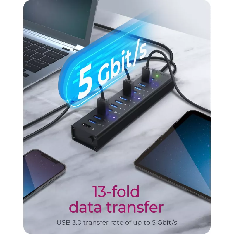 ICY BOX IB-AC6113 USB 3.2 Gen 1 (3.1 Gen 1) Type-B 5000 Mbit/s nero