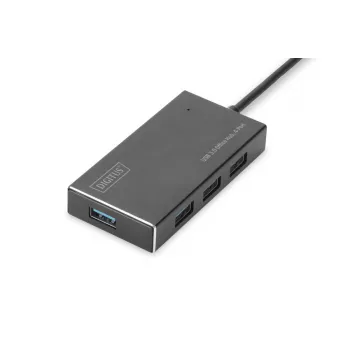 DIGITUS Hub USB 3.0, 4 porte incl. alimentatore 5V/2A case in alluminio