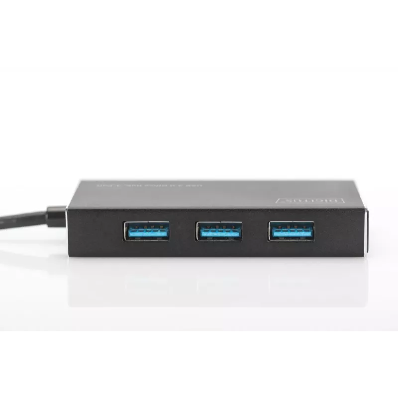 DIGITUS Hub USB 3.0, 4 porte incl. alimentatore 5V/2A case in alluminio