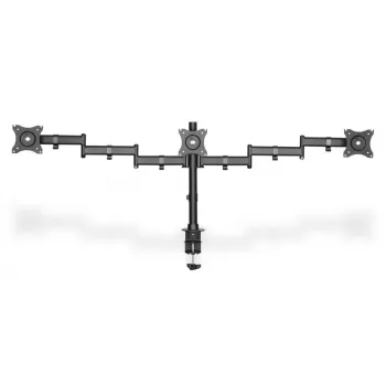 Supporto da tavolo con morsetto DIGITUS per triplo monitor, nero, rotazione 90°, inclinazione 45°, girevole 360°, TFT 15-27 pollici, carico max. 3x8Kg, VESA max 100x100