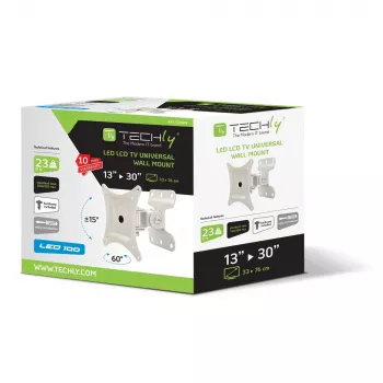 Supporto a parete Techly per LCD LED 13-30 pollici, completamente orientabile, bianco