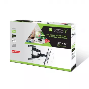 Supporto a parete Techly 40-80 ultra sottile full motion per TV LCD nero