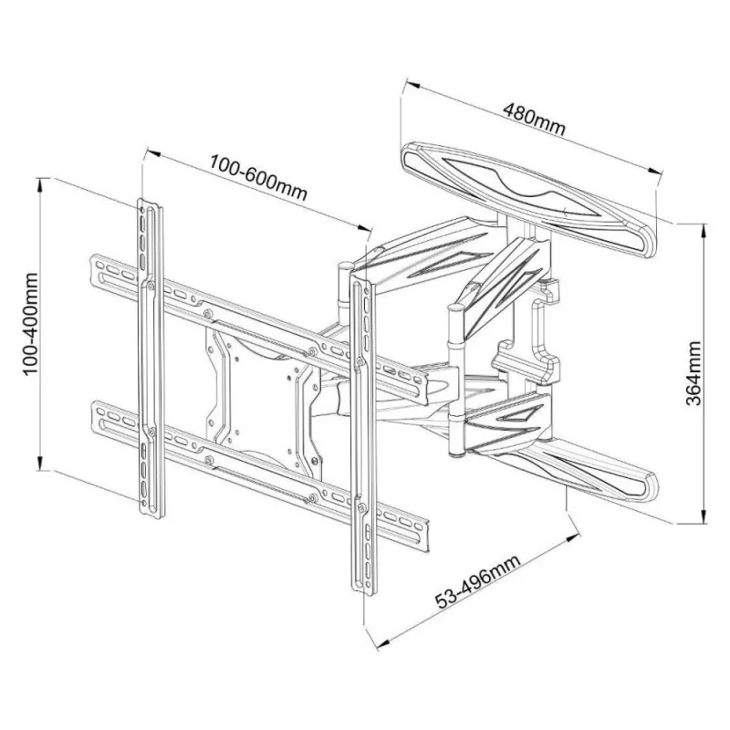Supporto a parete Techly 40-80 ultra sottile full motion per TV LCD nero