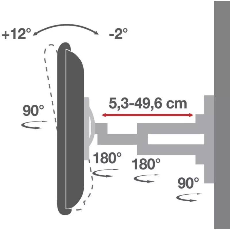 Supporto a parete Techly 40-80 ultra sottile full motion per TV LCD nero