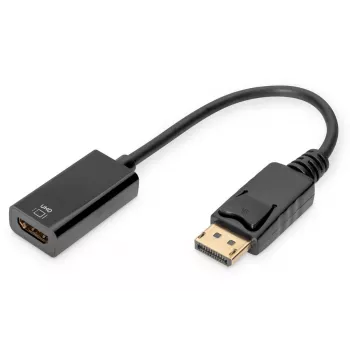 DIGITUS ASSMANN cavo adattatore DisplayPort, DP - HDMI Type A M/F, 20 cm con blocco, HDMI Ver. 2.0, attivo, CE, oro, nero