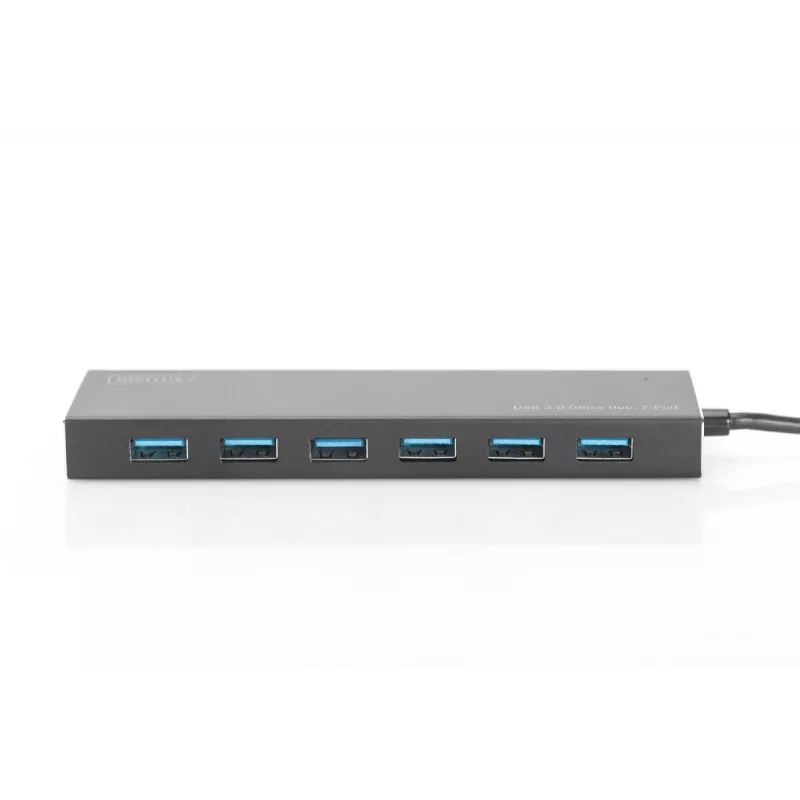 DIGITUS hub USB 3.0, 7 porte incl. alimentatore 5V/3,5A, case in alluminio