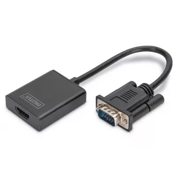 DIGITUS convertitore VGA a HDMI + audio (3,5 mm) Full HD (1080p), tipo cavo 15 cm nero