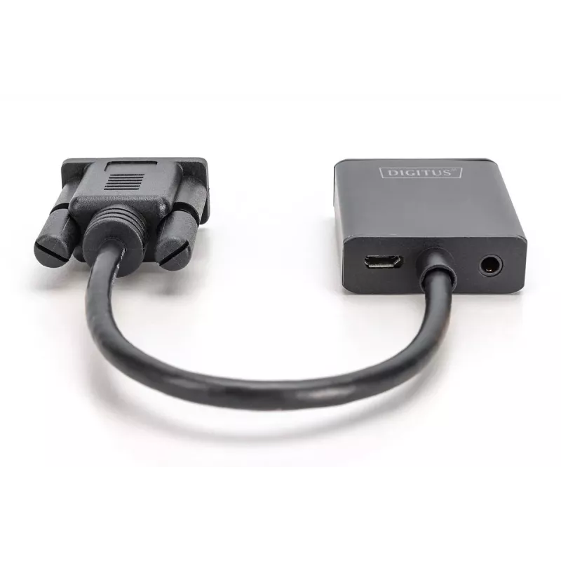 DIGITUS convertitore VGA a HDMI + audio (3,5 mm) Full HD (1080p), tipo cavo 15 cm nero