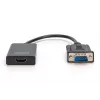 DIGITUS convertitore VGA a HDMI + audio (3,5 mm) Full HD (1080p), tipo cavo 15 cm nero