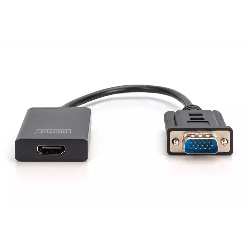 DIGITUS convertitore VGA a HDMI + audio (3,5 mm) Full HD (1080p), tipo cavo 15 cm nero