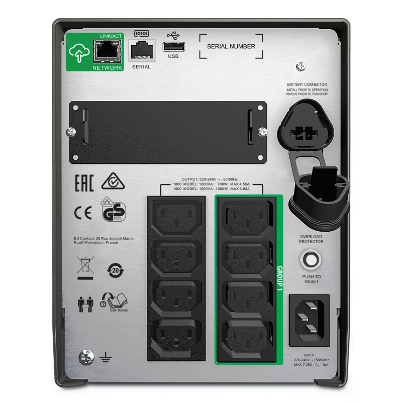 APC Smart-UPS SMT1500IC - 8x C13, USB, SmartConnect, 1500VA, line-interactive, 1,5 kVA, 1000 W, sinusoidale, 151 V, 302 V