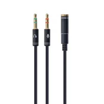 Adattatore audio Gembird CCA-418M 3,5 mm connettore femmina a 2×3,5 mm connettore maschio, 0,2 m, nero