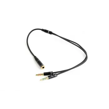 Adattatore audio Gembird CCA-418M 3,5 mm connettore femmina a 2×3,5 mm connettore maschio, 0,2 m, nero