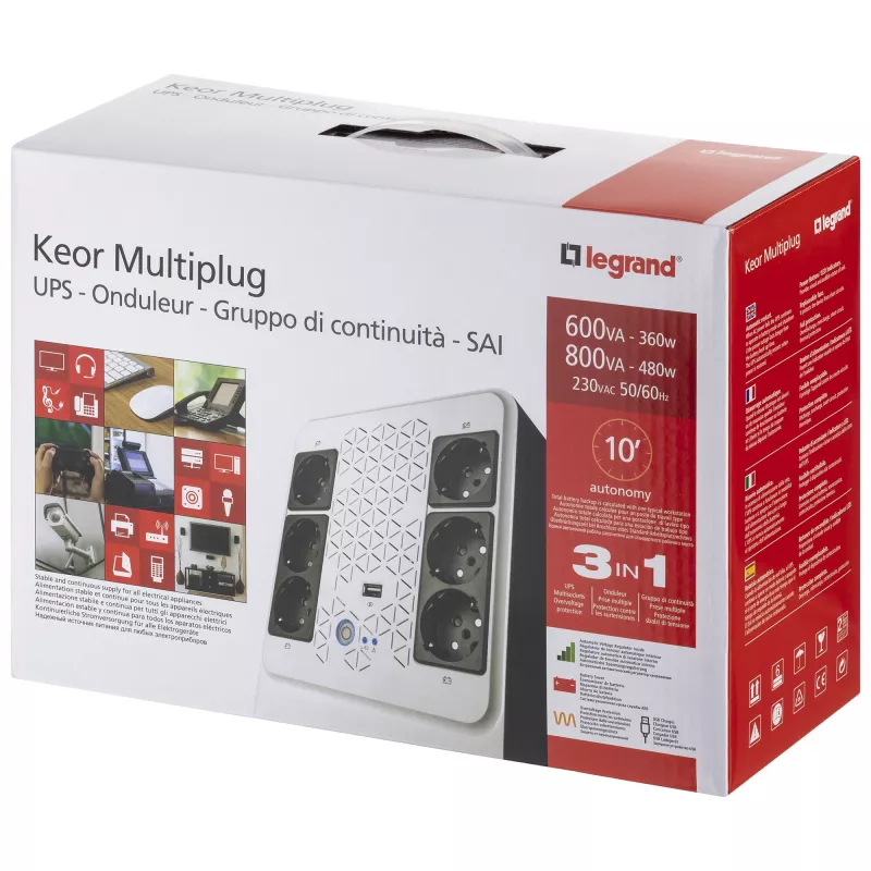 Legrand Keor ASI MULTIPLUG 600 FR gruppo di continuità (UPS) line-interactive 0,6 kVA 360 W 6 prese AC
