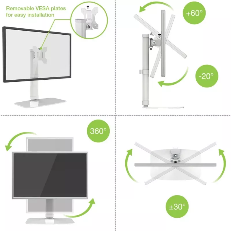Techly ICA-LCD 260 supporto monitor / stand 68,6 cm (27 pollici) scrivania bianco