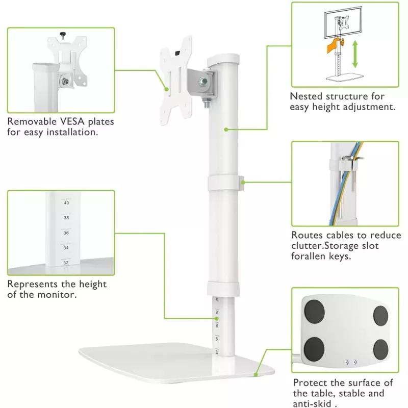 Techly ICA-LCD 260 supporto monitor / stand 68,6 cm (27 pollici) scrivania bianco