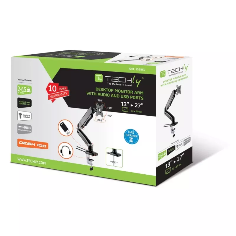 Techly ICA-LCD 514 supporto monitor / piedistallo 68,6 cm (27 pollici) tavolo nero