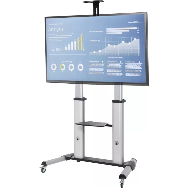 Techly ICA-TR24 supporto TV mobile, 60-100 pollici, 100 kg, con ripiani