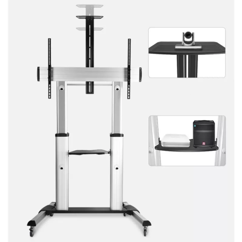 Techly ICA-TR24 supporto TV mobile, 60-100 pollici, 100 kg, con ripiani