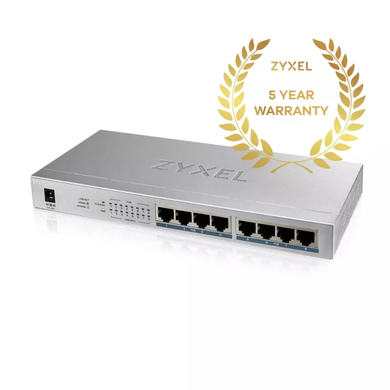 Zyxel GS1008HP unmanaged Gigabit Ethernet (10/100/1000) Power over Ethernet (PoE) grigio