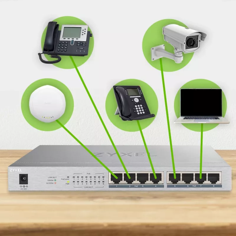 Zyxel GS1008HP unmanaged Gigabit Ethernet (10/100/1000) Power over Ethernet (PoE) grigio