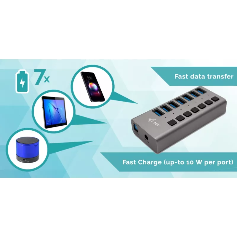i-tec USB 3.0 Charging HUB 7 porte + alimentatore 36 W