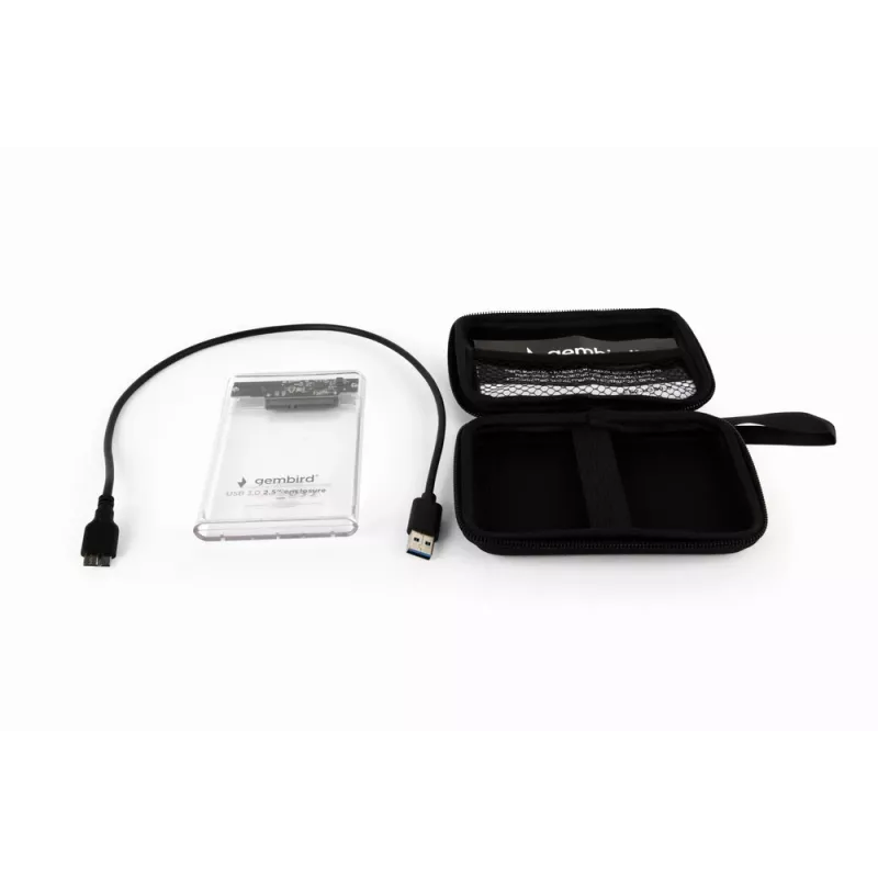 GEMBIRD case USB 3.0 per HDD SATA 2,5 pollici 9,5 mm, plastica trasparente