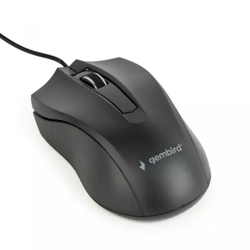 Mouse ottico cablato ambidestro Gembird MUS-3B-01 — USB Type-A, 1000 DPI, 3 tasti, nero