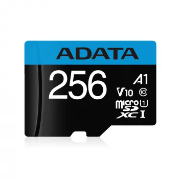 Memoria flash MicroSDXC ADATA 256 GB UHS‑I Class 10 V10 (lettura 100 MB/s, scrittura 25 MB/s) con adattatore SD