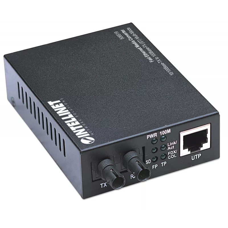 Convertitore multimediale Fast Ethernet Intellinet, da 10/100Base-Tx a 100Base-Fx (ST) multimodale, 2 km (1,24 miglia)