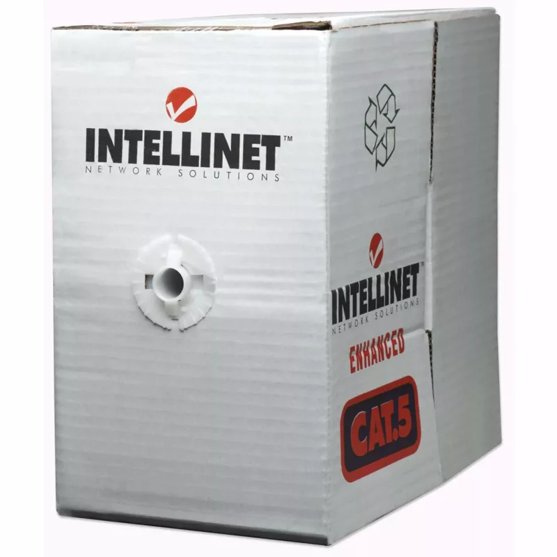 Cavo di rete bulk Cat6 Intellinet, 23 AWG, filo massiccio, 305 m, grigio, CCA, U/UTP, scatola