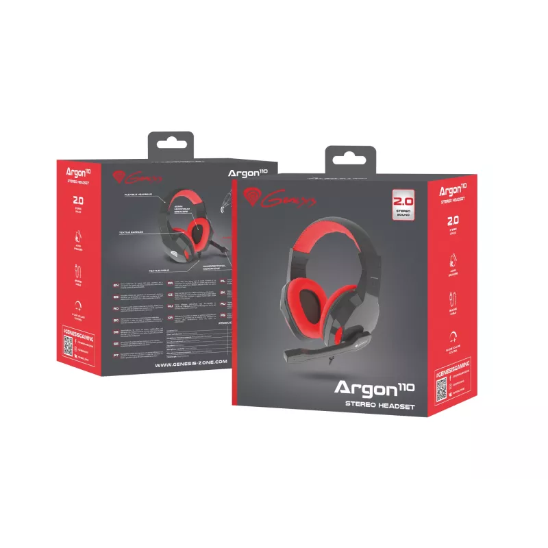 Headset GENESIS Argon 110 headset con filo con archetto gaming nero, rosso