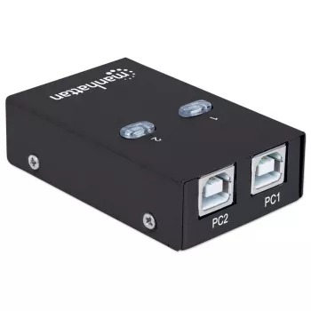 Switch di condivisione USB MANHATTAN 162005, USB 2.0 Type-B, 2 porte, 480 Mbit/s, cavo 1,5 m, bianco