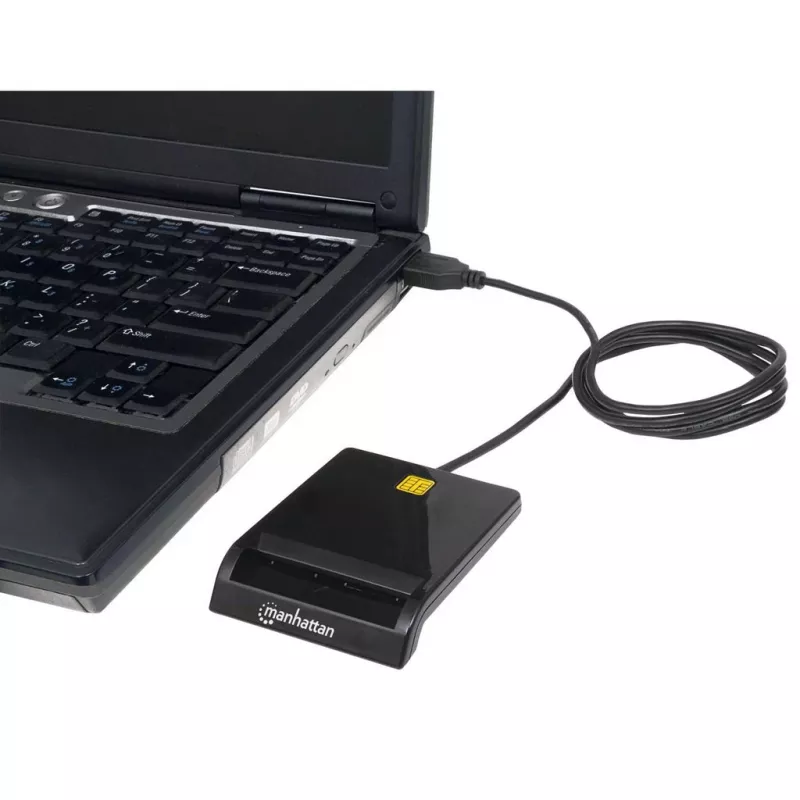 Manhattan 102049 lettore di smart card a contatto, USB-A 2.0, 12 Mbps, cavo 1,05 m, nero, custodia in ABS