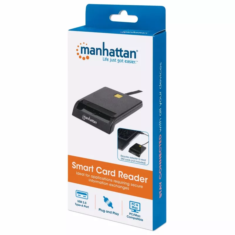 Manhattan 102049 lettore di smart card a contatto, USB-A 2.0, 12 Mbps, cavo 1,05 m, nero, custodia in ABS