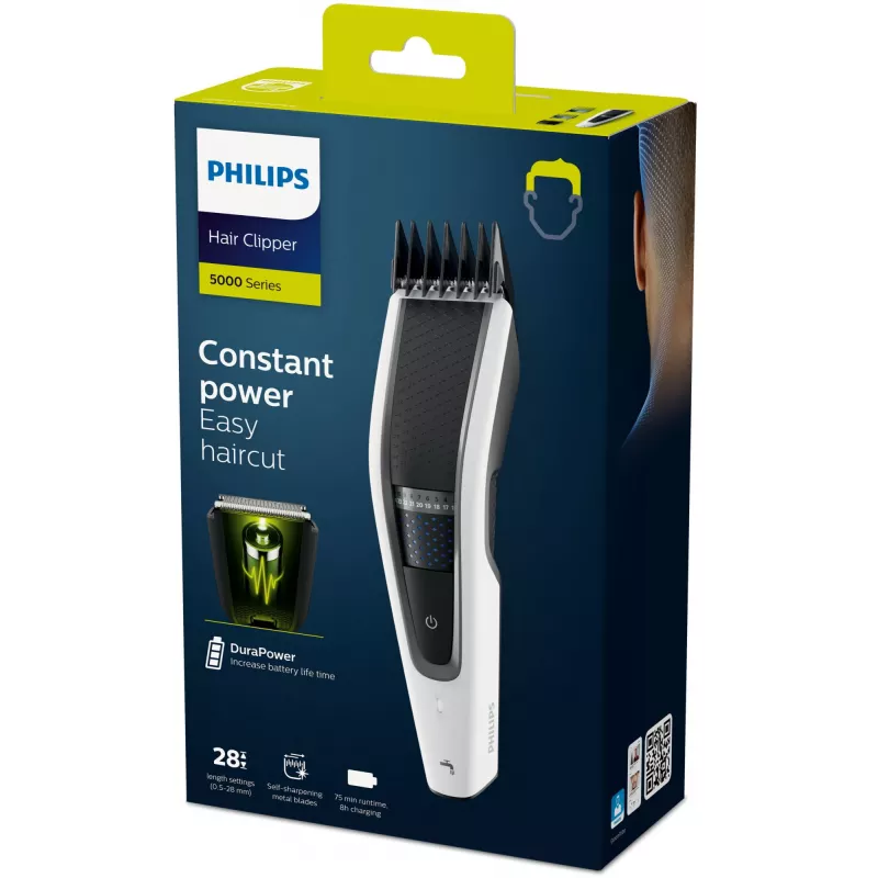 Tagliacapelli / rifinitore barba Philips serie 5000 HC5610/15, nero, bianco 28 nickel-metallo idruro (NiMH)