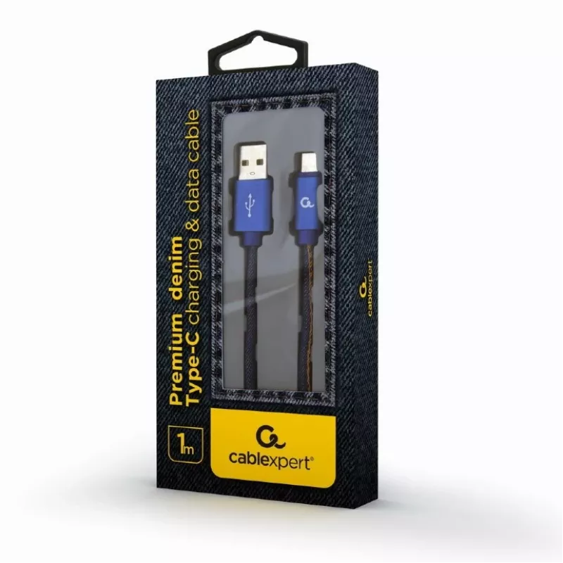 GEMBIRD Cavo USB Type-C Premium Jeans (denim) con connettori in metallo, 1 m, blu